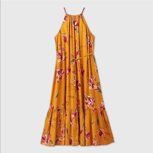 Floral print sleeveless tiered dress